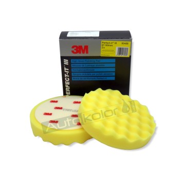 3M Gąbka polerska żółta karbowana rzep 150mm (2)