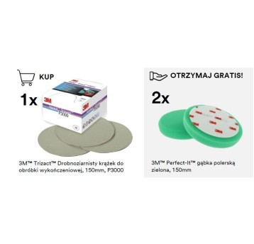 3M Krążki ścierne Trizact P3000 50414 (15) + 2 gąbki polerskie zielone 3M 50487