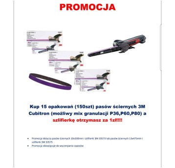 3M Pasy ścierne Cubitron II 10x330mm 150szt + szlifierka 33573 GRATIS