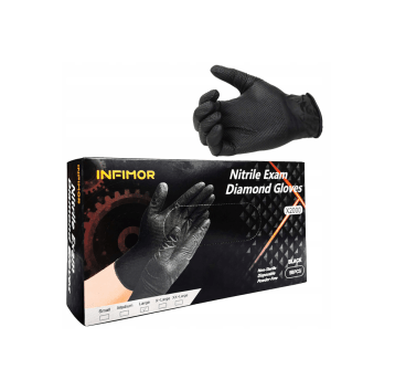 Rękawice nitrylowe DIAMOND czarne L 50szt