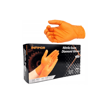 Rękawice nitrylowe DIAMOND pomarańczowe M 50szt