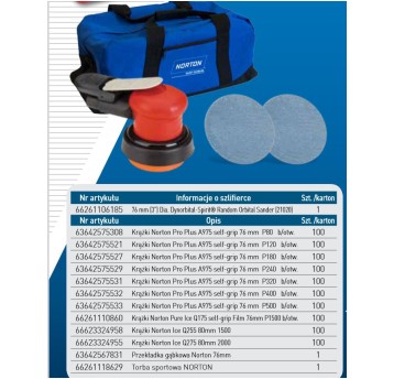 Zestaw szlifierka DYNABRADE + krążki A975 76mm